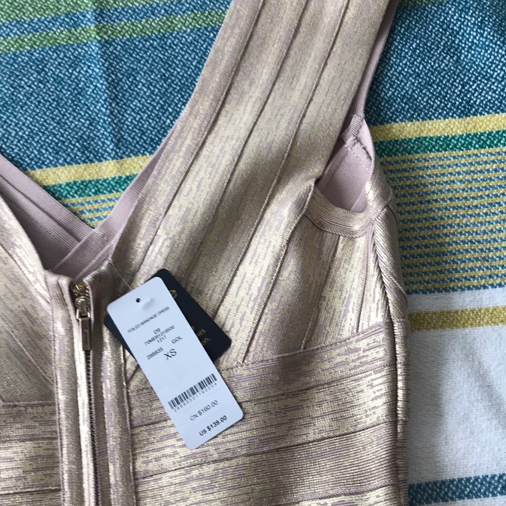 Bebe Gold Bandage dress NWT - Picture 8 of 8